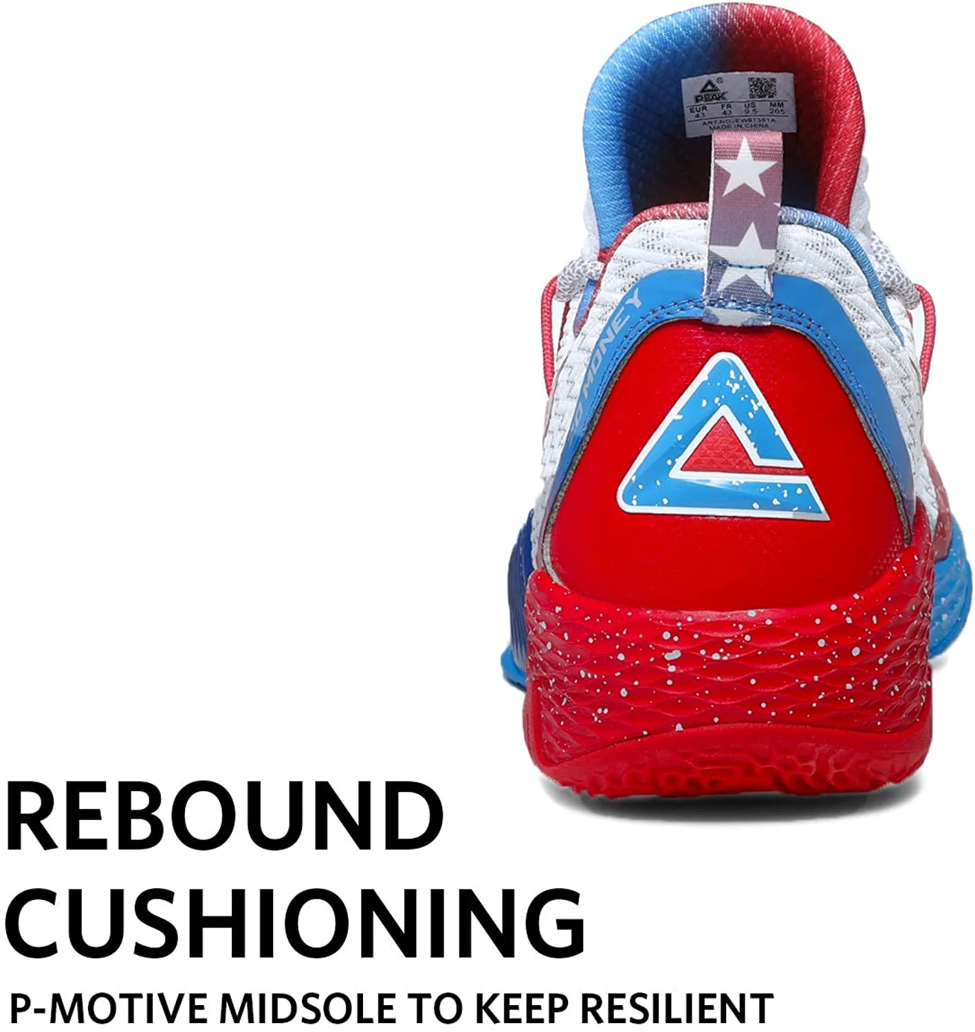 PEAK Lou Williams Basketball Shoes Men Lightning Series Blue Red EW9366A - Image 4
