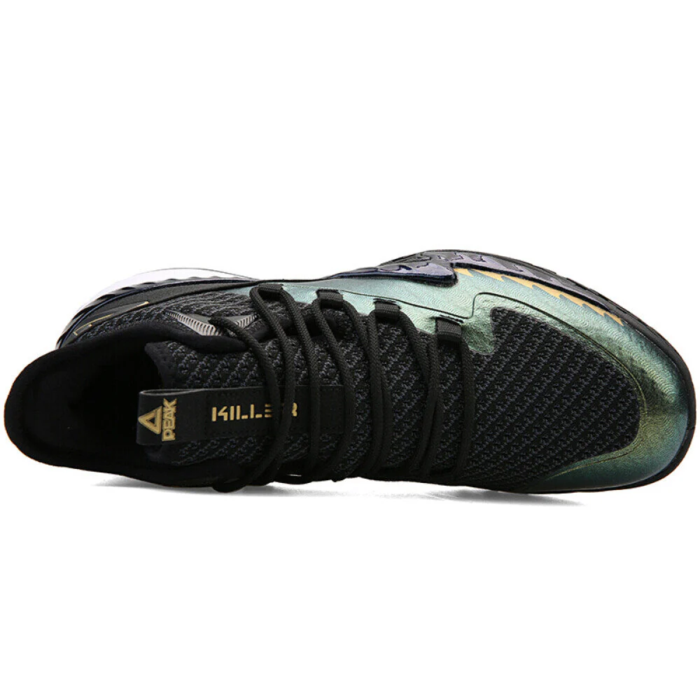 PEAK Professional Basketball Shoes Mid Sneakers Black Gold DA920231 - Image 5